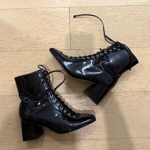 SCHUTZ Kika Black laced patent leather boots